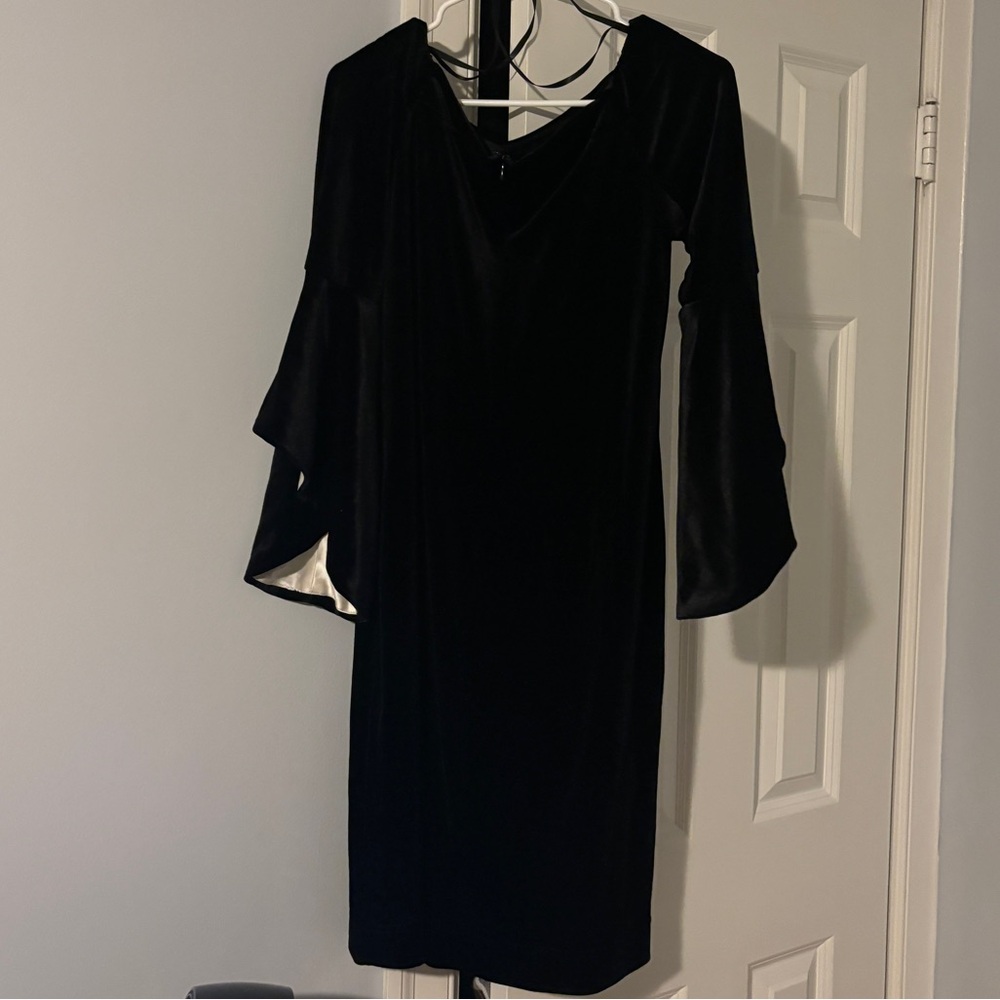 Off the Shoulder Dress with Ivory High Low Sleeve